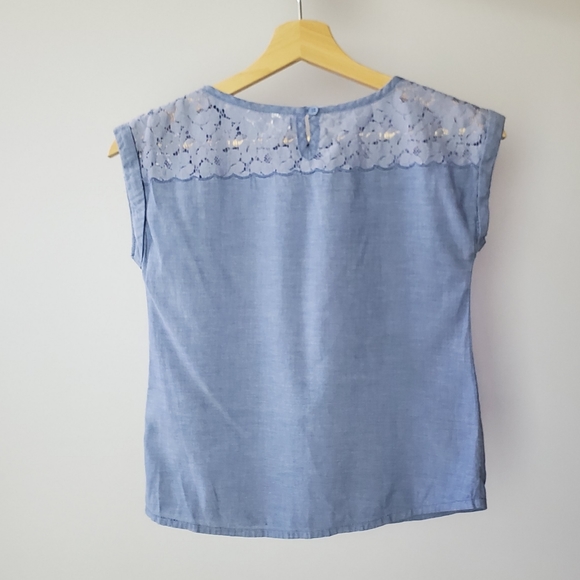 L.O.G.G. H&M GIRLS BLUE LACE TOP SIZE 9/10Y - Picture 3 of 6